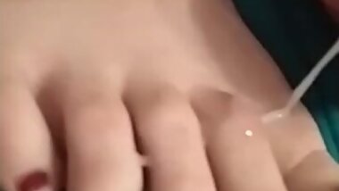 Mmm my feet drenched in sperm