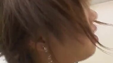 Misaki Inaba sexy Asian office lady gives cock stimulation with her feet