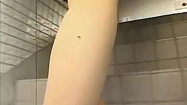 Horny Japanese babe with cum on her big tits