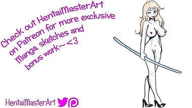 Busty Redhead Nami posing naked fan art speed drawing